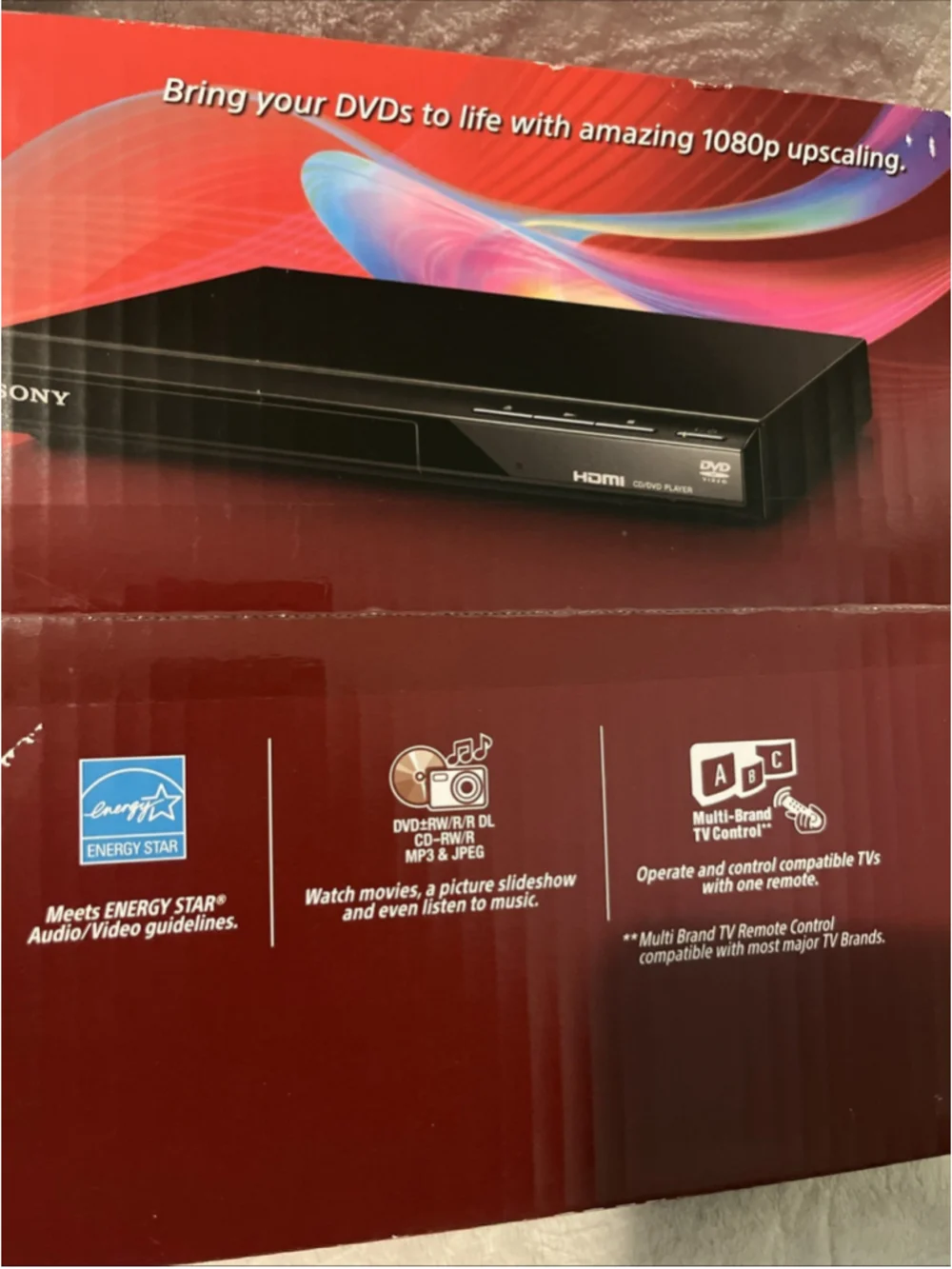 Sony DVP-SR510H Upscaling CD DVD Player HDMI Out with Remote, AV & HDMI Cables